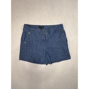 The Limited Blue Denim Chambray Shorts Button Front Cotton Size 8